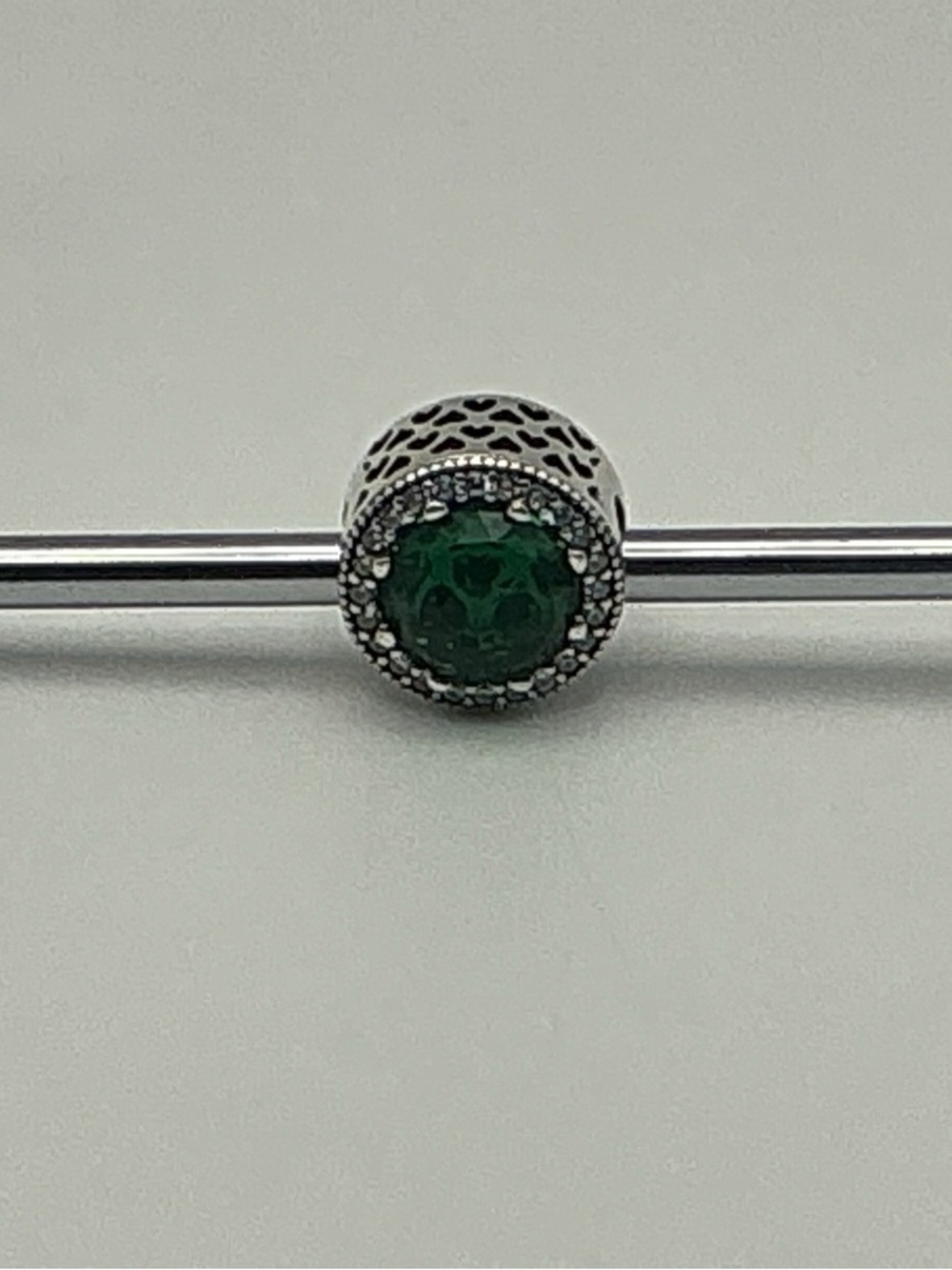 Pandora May Birthstone Radiant Hearts Green CZ Charm Sterling Silve